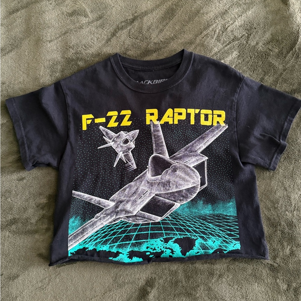 Black F-22 Raptor Graphic Tee